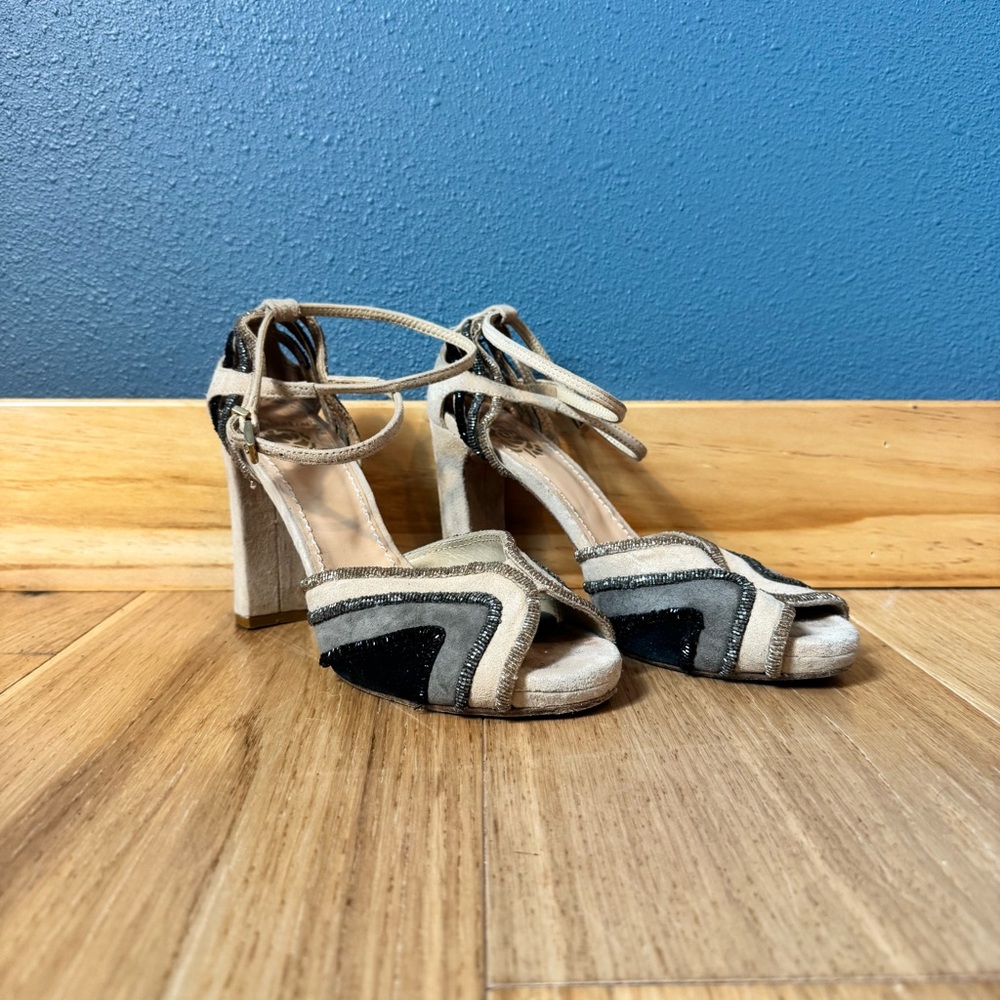 Maliparmi Elegant Peep Toe Suede Ankle Strap 4” Heels Made in Spain size 39 - Picture 5 of 11